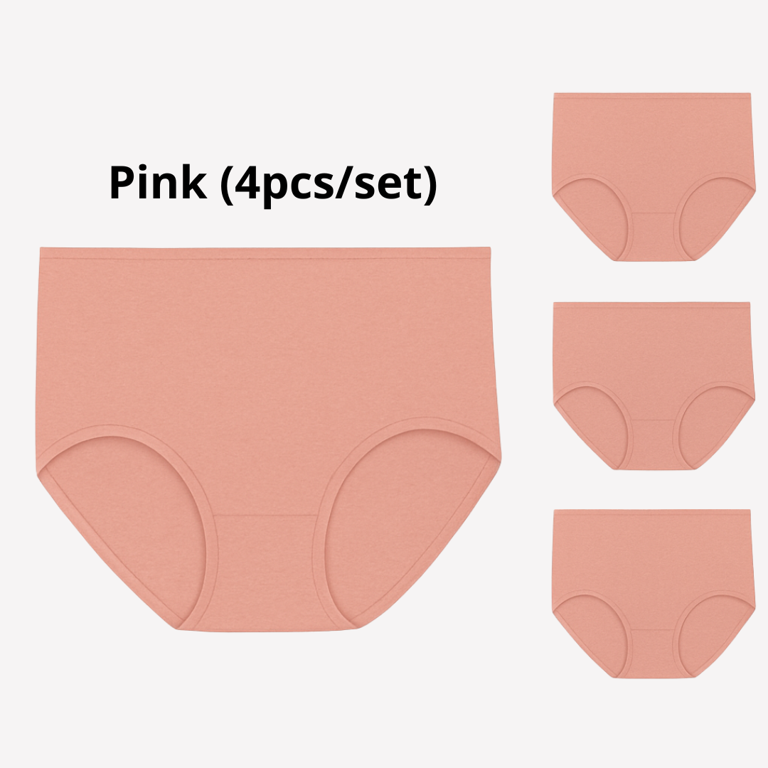 Women's Plus Size XL-4XL High Waisted Cotton Underwear (4pcs per pack)